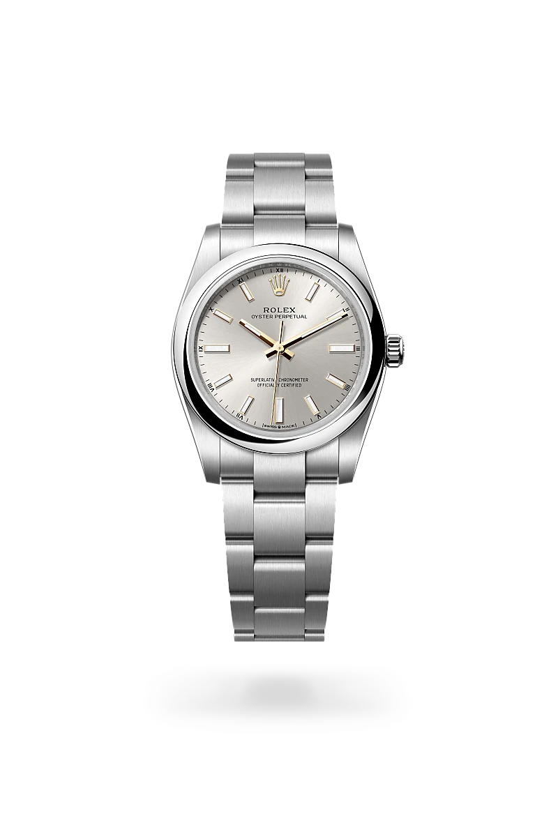 Rolex Oyster Perpetual 34 in Oyster, 34 mm, Oystersteel at The Hour Glass
