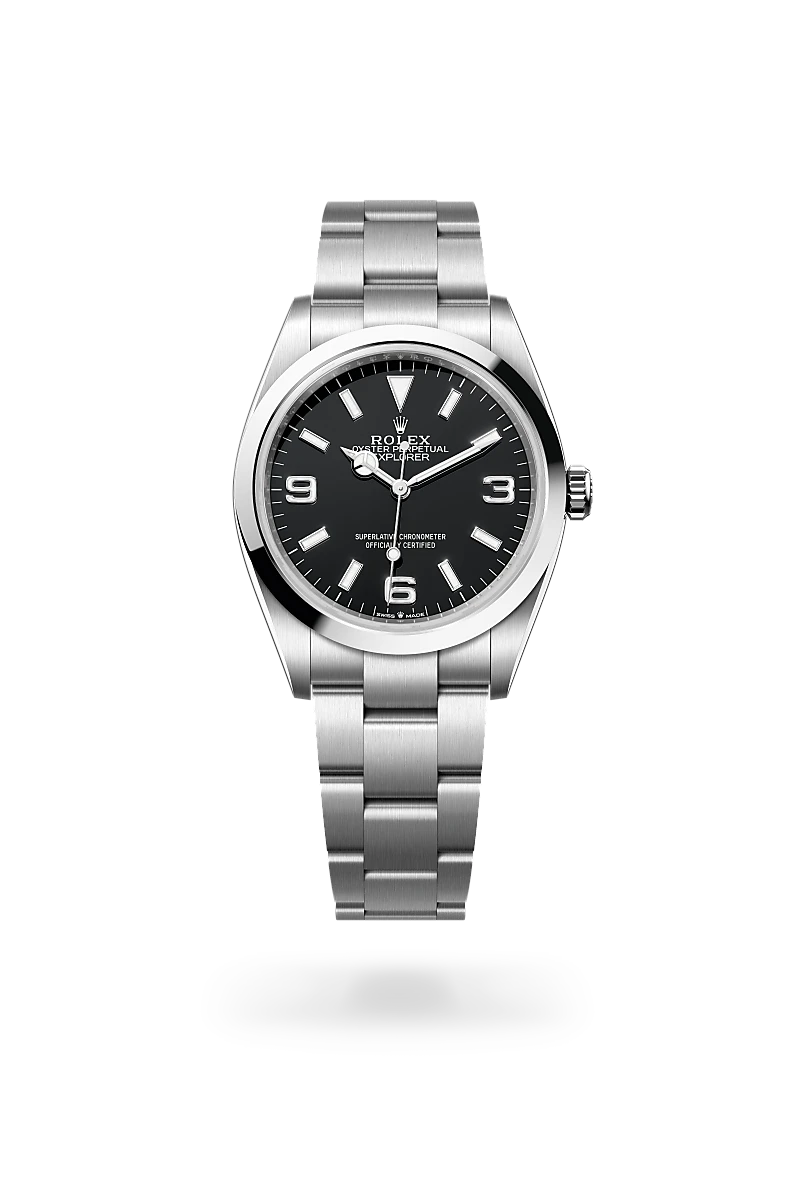 Rolex Explorer 36 in Oyster, 36 mm, Oystersteel at The Hour Glass