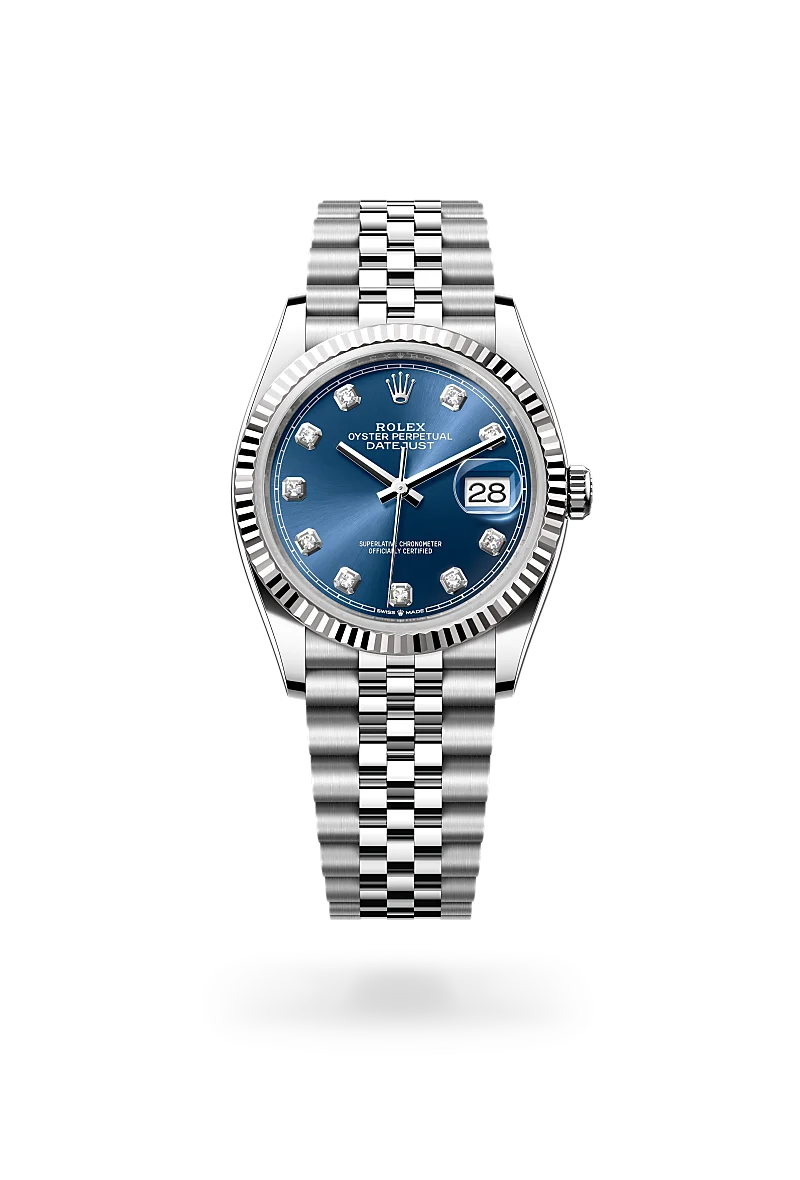 Rolex Datejust 36 in Oyster, 36 mm, thép Oystersteel và vàng trắng at The Hour Glass