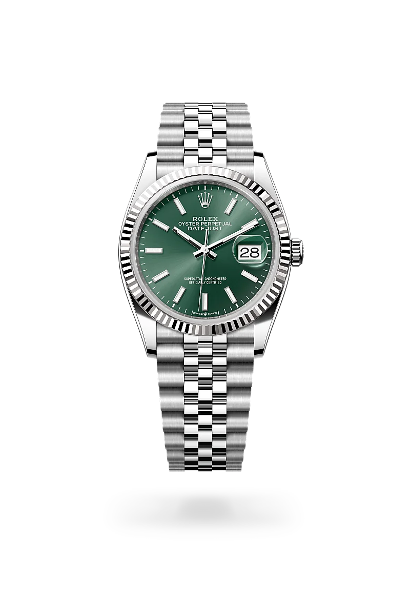 Rolex Datejust 36 in Oyster, 36 mm, thép Oystersteel và vàng trắng at The Hour Glass