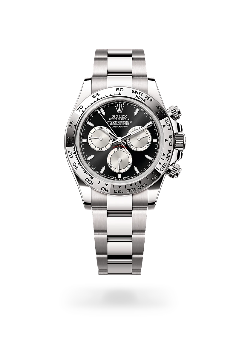 Rolex Cosmograph Daytona in Oyster, 40 mm, white gold at The Hour Glass