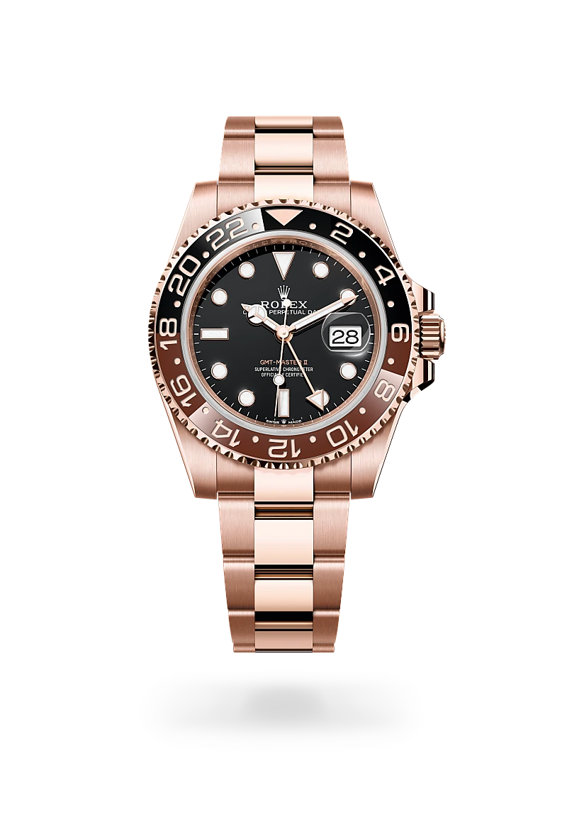 Rolex GMT-Master II in Oyster, 40 mm, vàng Everose at The Hour Glass