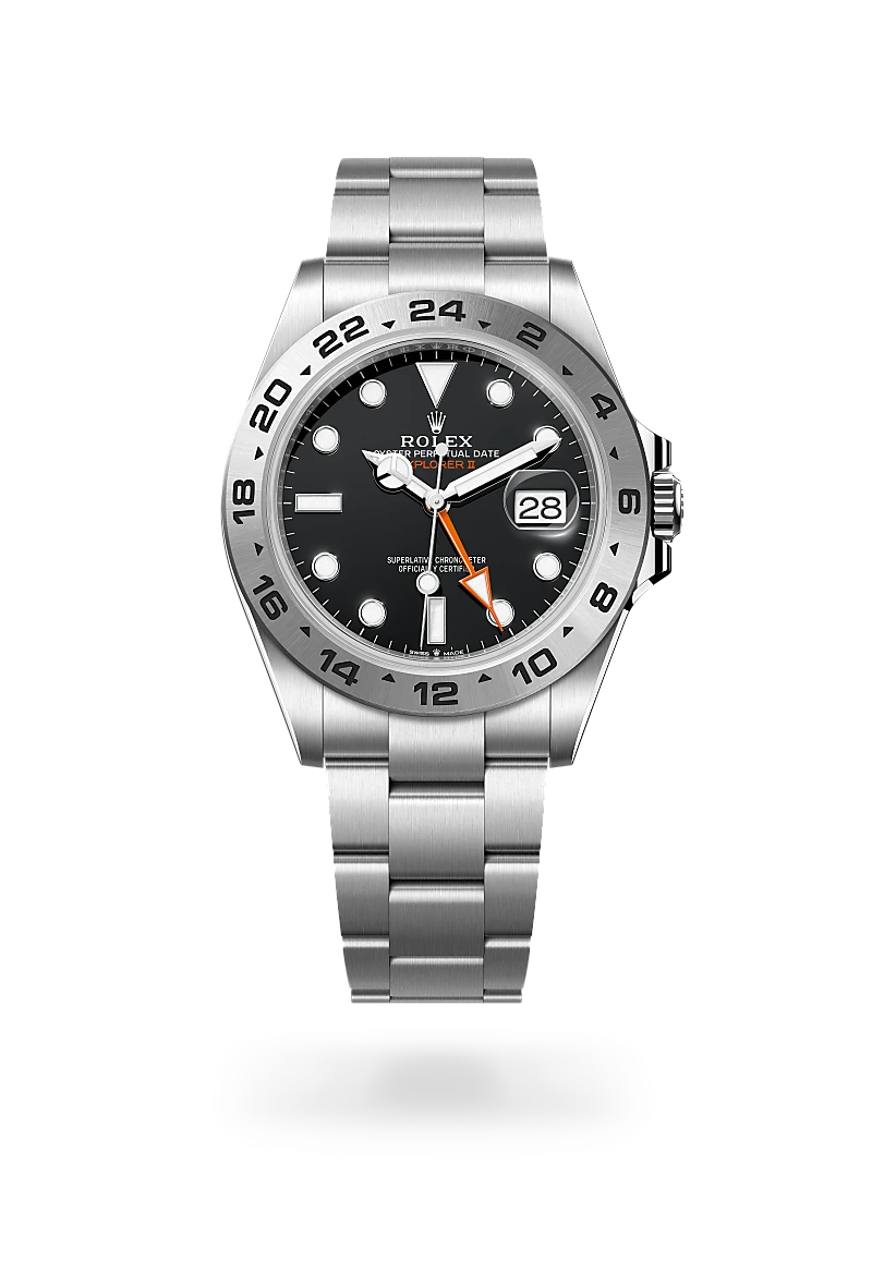 Rolex Explorer II in Oyster, 42 mm, thép Oystersteel at The Hour Glass