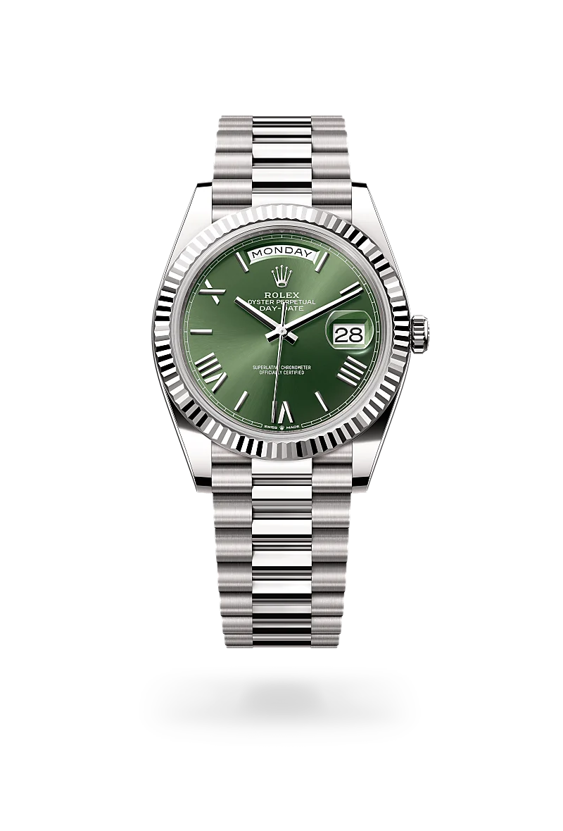 Rolex Day-Date 40 in Oyster, 40 mm, vàng trắng at The Hour Glass