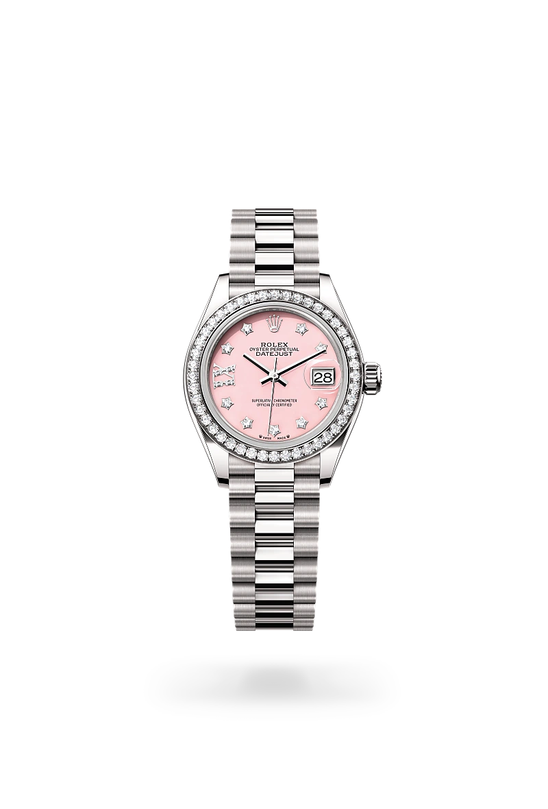 Rolex Lady-Datejust in Oyster, 28 mm, white gold and diamonds at The Hour Glass