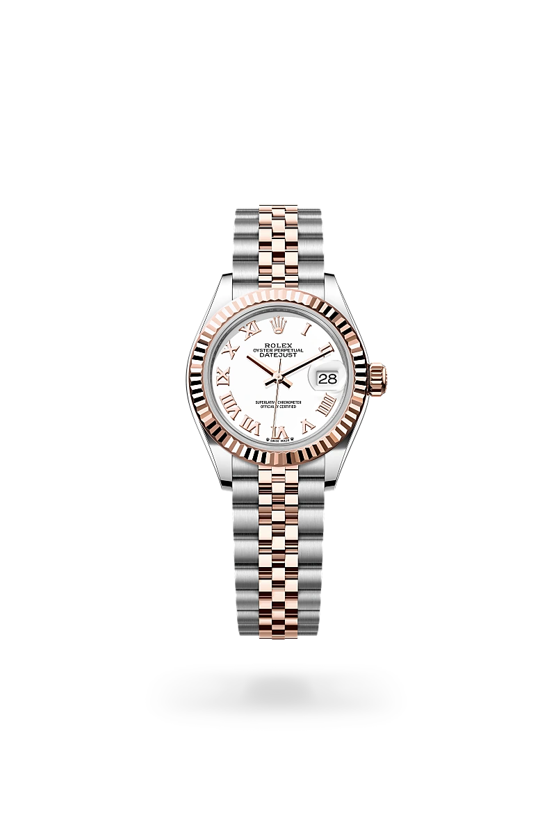 Rolex Lady-Datejust in Oyster, 28 mm, Oystersteel and Everose gold at The Hour Glass