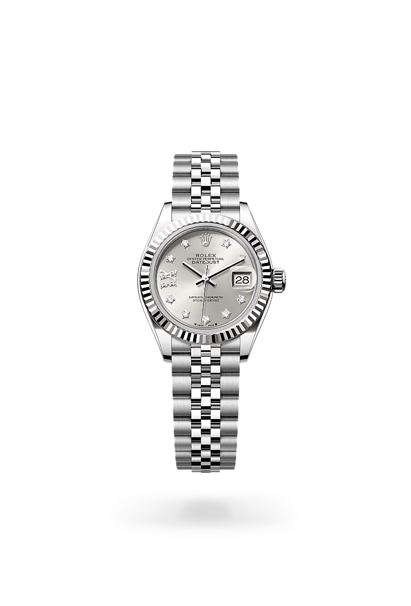 Rolex Lady-Datejust in Oyster, 28 mm, Oystersteel and white gold at The Hour Glass