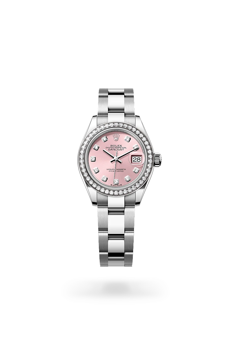 Rolex Lady-Datejust in Oyster, 28 mm, Oystersteel, white gold and diamonds at The Hour Glass