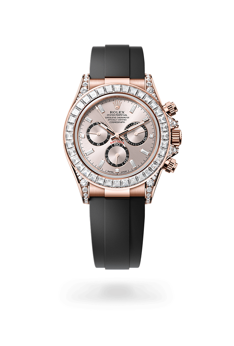 Rolex Cosmograph Daytona in เอเวอร์โรสโกลด์ 18 กะรัต พร้อมสลักตะขอประดับเพชร, M126535TBR-0002 | The Hour Glass