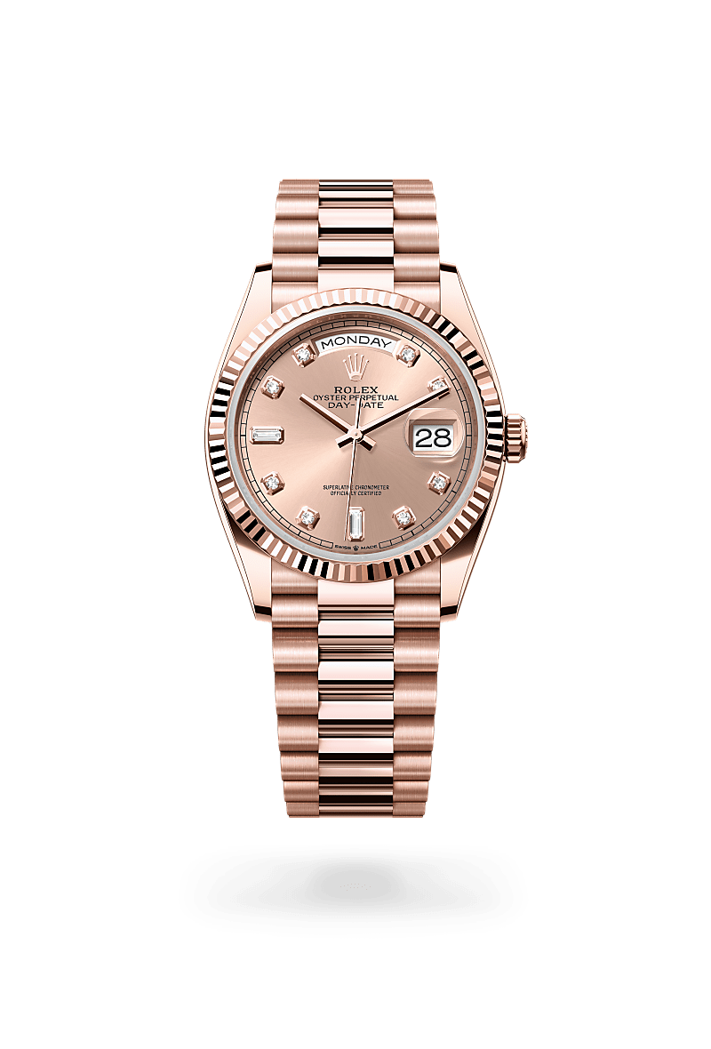 Rolex Day-Date 36 in 18 ct Everose gold, M128235-0009 | The Hour Glass