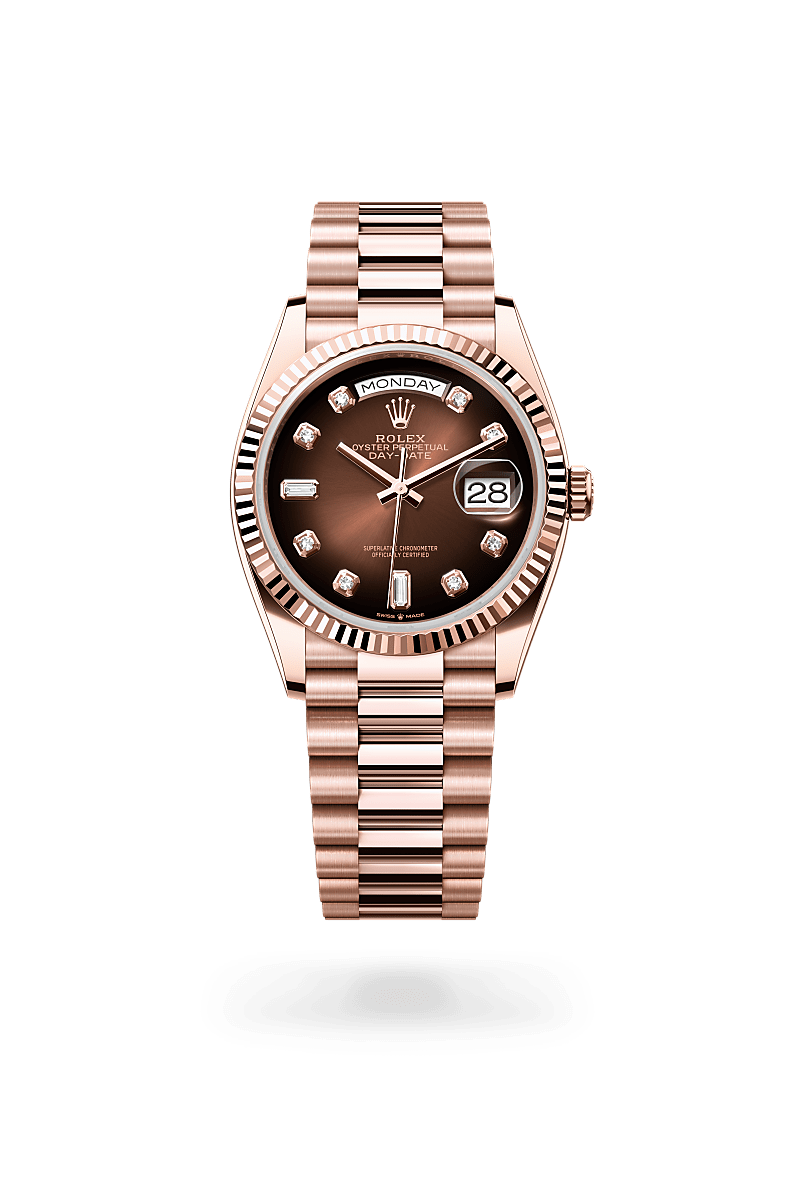 Rolex Day-Date 36 in 18 ct Everose gold, M128235-0037 | The Hour Glass