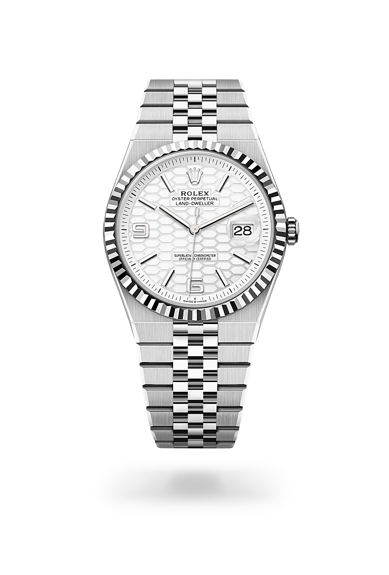 Rolex Land-Dweller 40 in White Rolesor - combination of Oystersteel and white gold, M127334-0001 | The Hour Glass