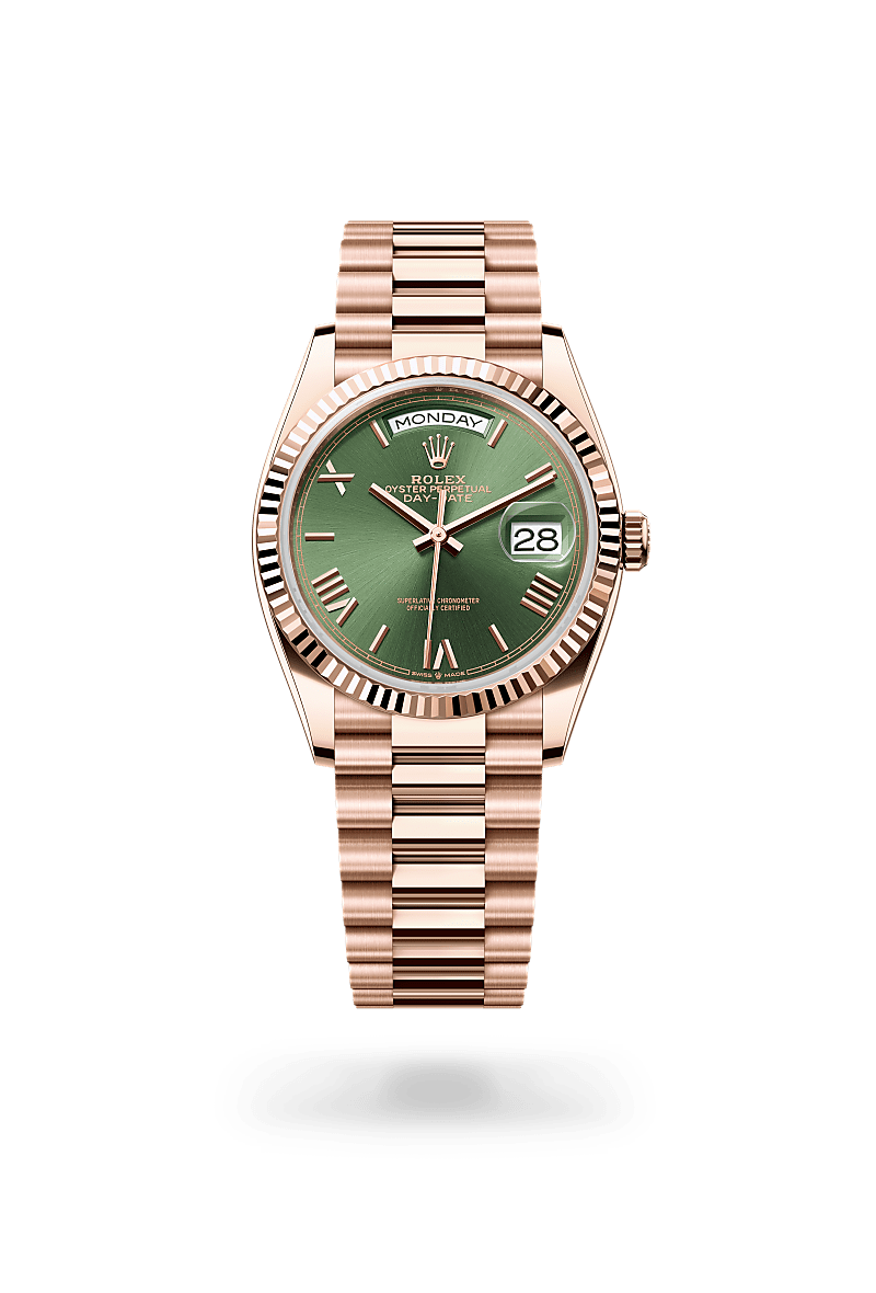 Rolex Day-Date 36 in 18 ct Everose gold, M128235-0089 | The Hour Glass