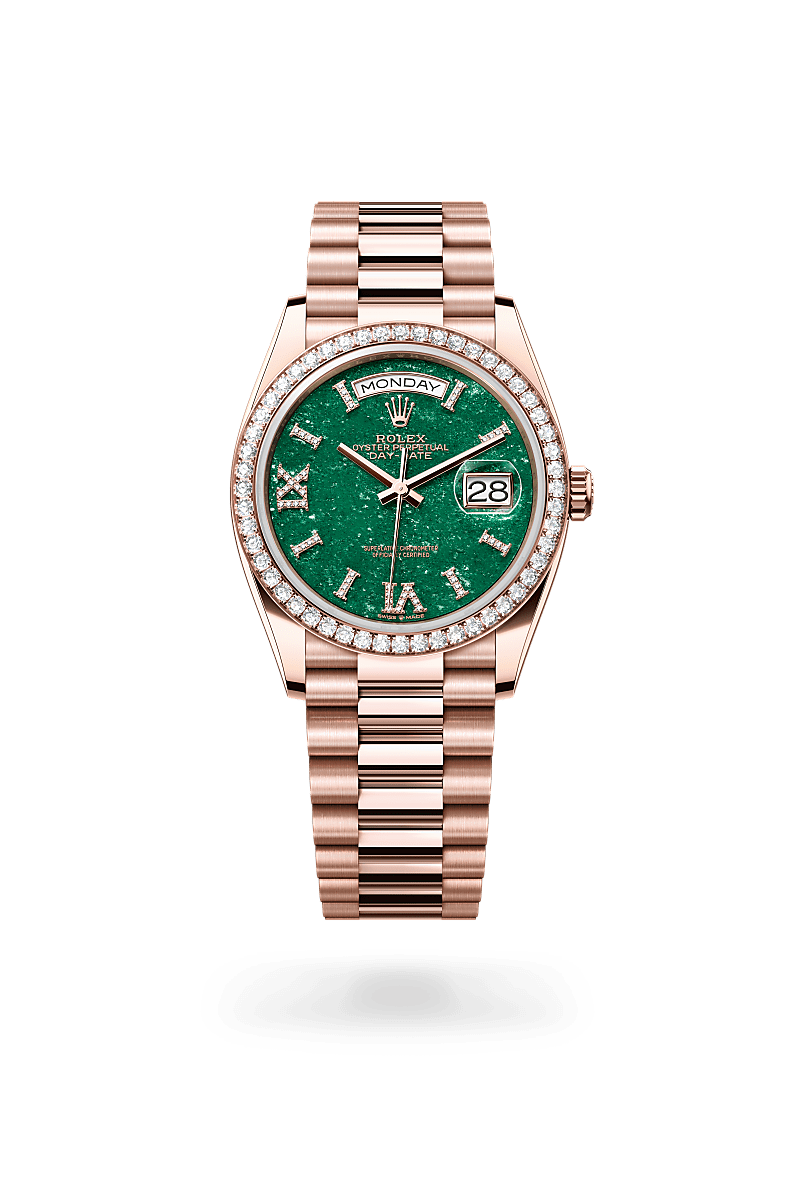 Rolex Day-Date 36 in 18 ct Everose gold, M128345RBR-0068 | The Hour Glass