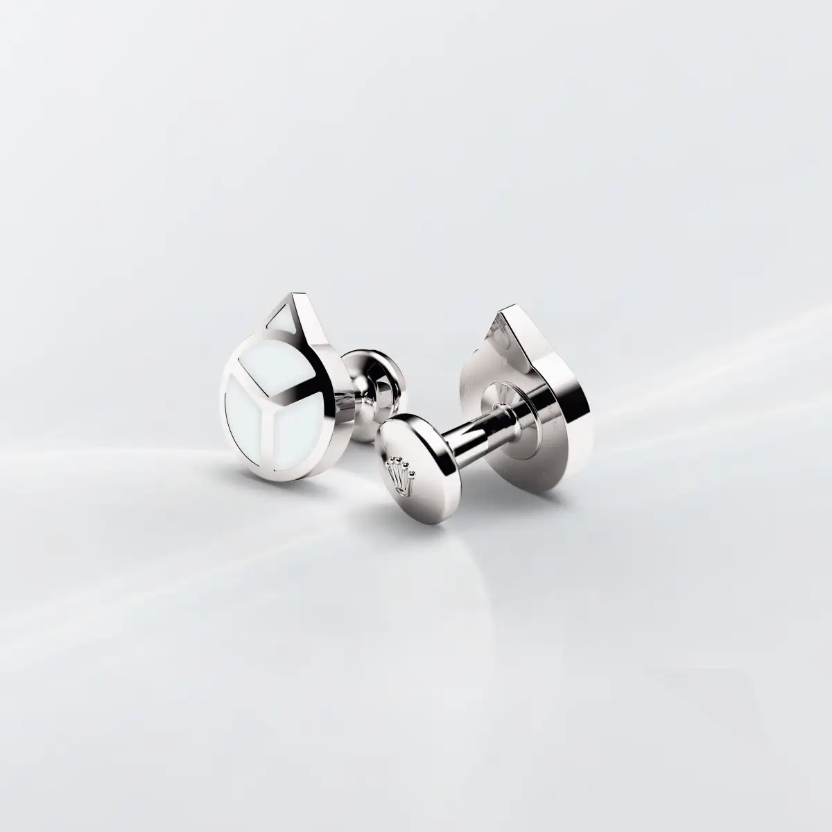 rolex-accessories-a1029-landscape Rolex ‘Hand’ cufflinks in White gold and luminescent material, a1029 at The Hour Glass