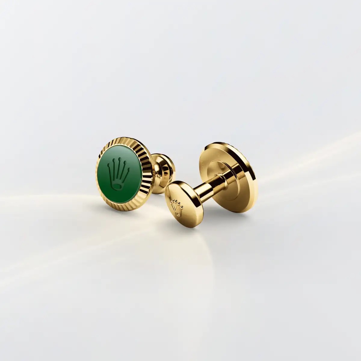 rolex-accessories-a1038-landscape Rolex ‘Fluted’ cufflinks in Yellow gold and ceramic, a1038 at The Hour Glass