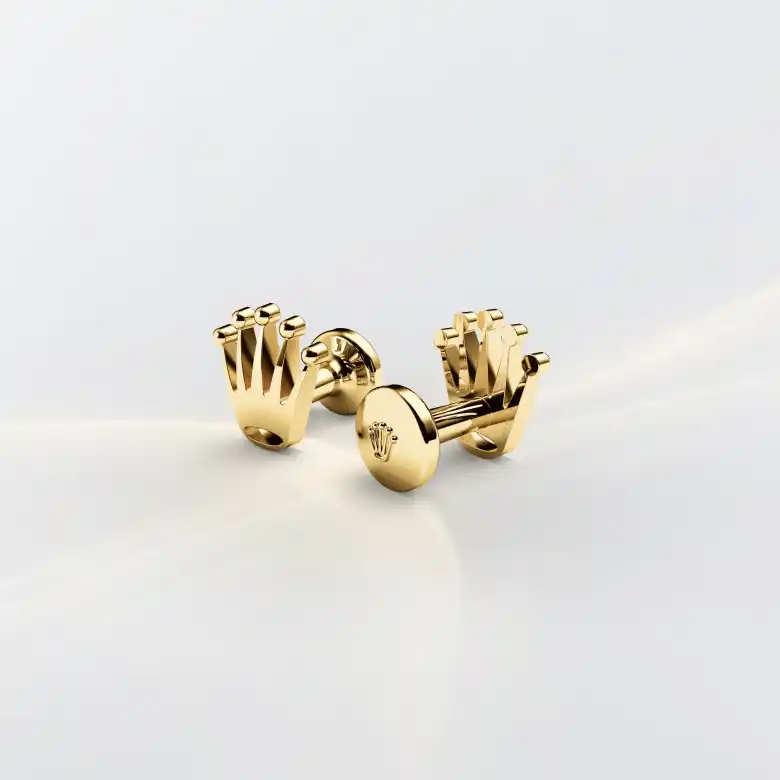 rolex-accessories-a1018-portrait Rolex ‘Crown’ cufflinks in Yellow gold, a1018 at The Hour Glass