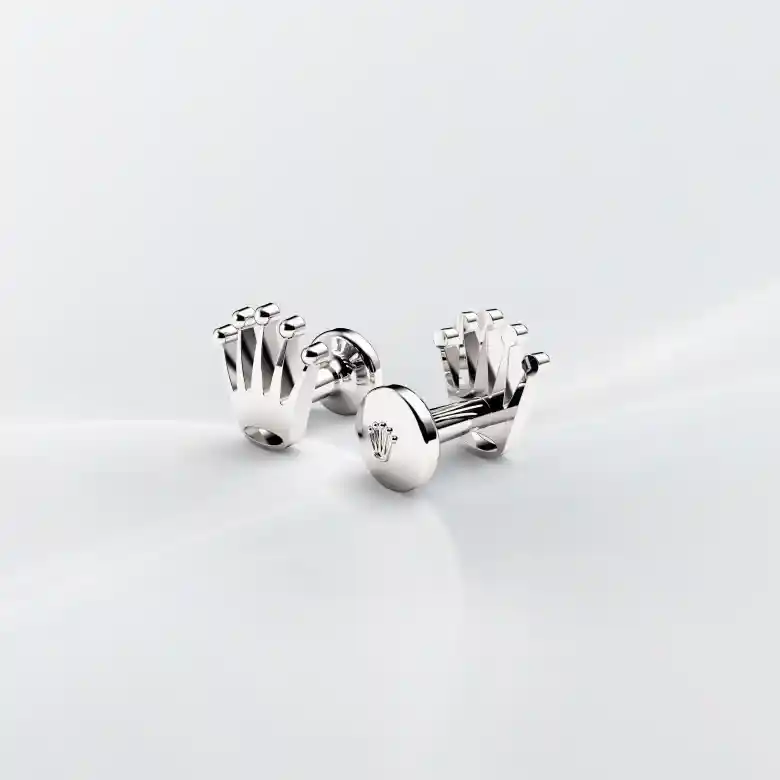 rolex-accessories-a1019-portrait Rolex ‘Crown’ cufflinks in White gold, a1019 at The Hour Glass