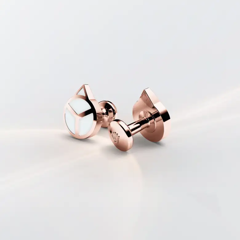 rolex-accessories-a1025-portrait Rolex ‘Hand’ cufflinks in Everose gold and luminescent material, a1025 at The Hour Glass