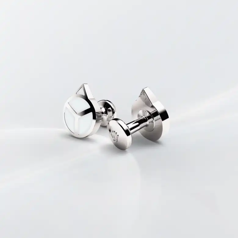 rolex-accessories-a1029-portrait Rolex ‘Hand’ cufflinks in White gold and luminescent material, a1029 at The Hour Glass